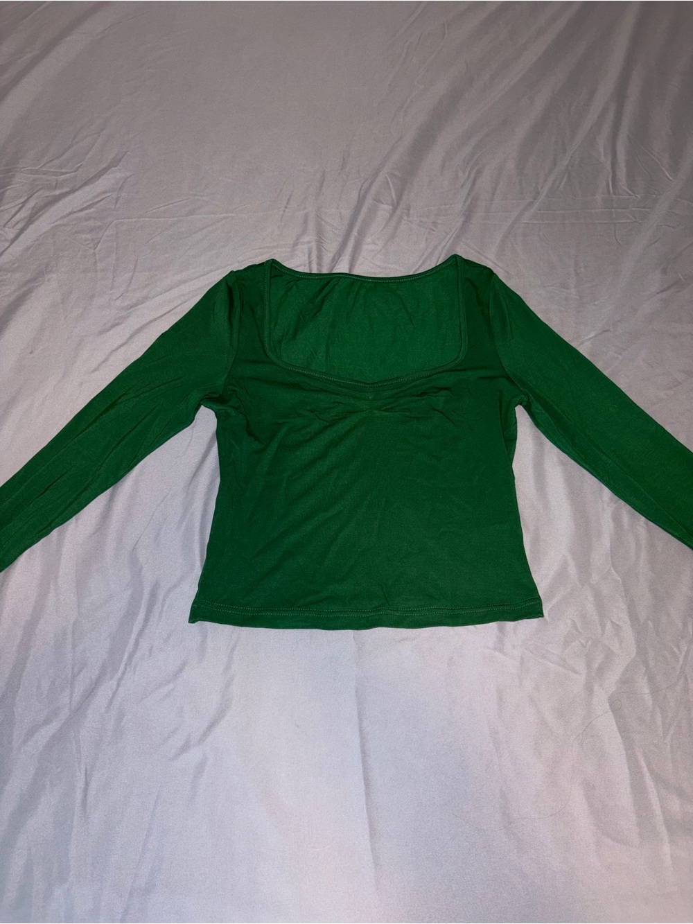 Amazon Women's Crop Long Sleeve Scoop Neck Top - Green